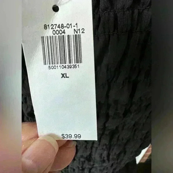 NWT Old Navy Chiffon Smocked Puffed Sleeve Top ~ Black ~ XL - Picture 7 of 8